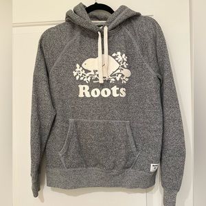 Roots Logo Canada Grey Sweatshirt Sweater Hoodie Size M